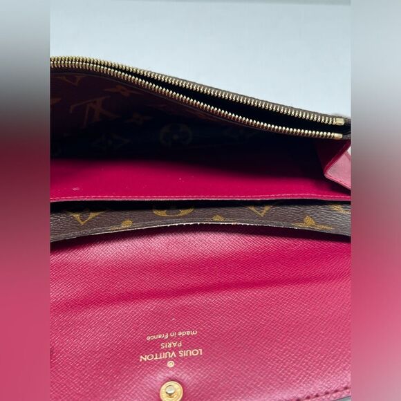 Louis Vuitton Brown Monogram Canvas Red Emilie Wallet - Picture 8 of 8